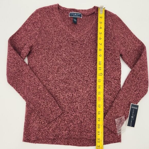 Karen Scott Sweater Womens Size Petite Medium V Neck Merlot Marled Fall Winter - Picture 5 of 6